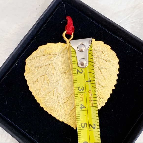 Gold Plated Pewter Aspen Leaf Ornament NEW - Picture 6 of 6
